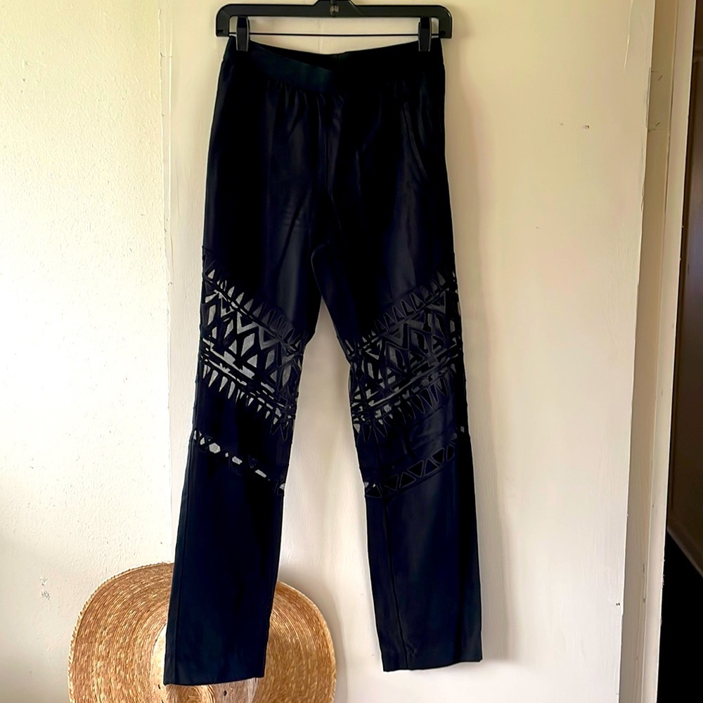 BCBGMaxAzria Black Lace Detail Resort Pants